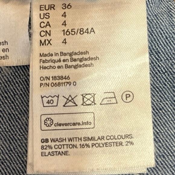 H&M Blue Denim Square Neck Sleeveless Button Mini Overalls Jumper Jean Dress 4 - Picture 5 of 5